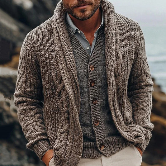 Men's Vintage Thick Needle Knitted Cardigan elevenforest