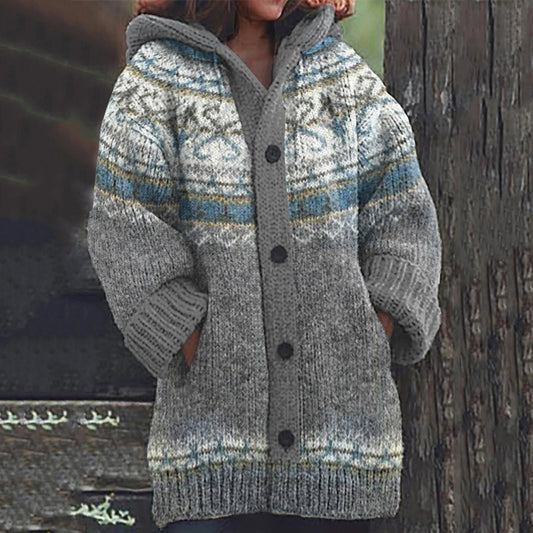 Icelandic Pattern Snowflake Jacquard Vintage Sweater Cardigan elevenforest