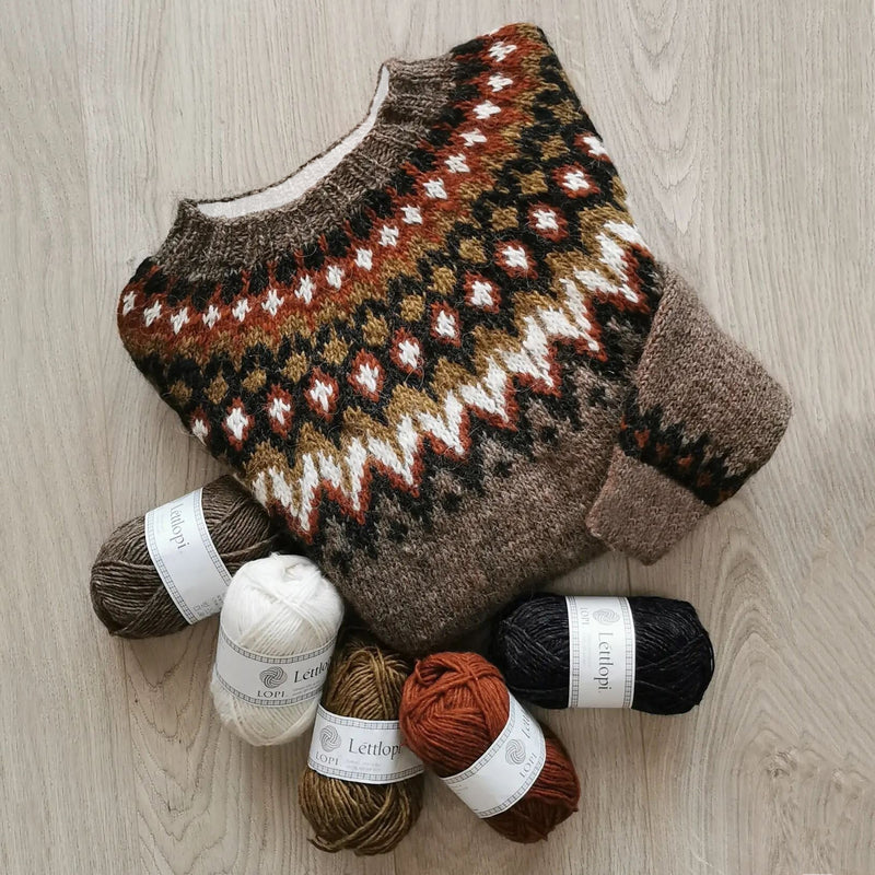 Jersey de cuello redondo en mezcla de lana con canesú de motivo Fair Isle geométrico