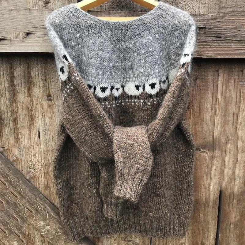 Jersey de algodón con motivo de ovejas pastando