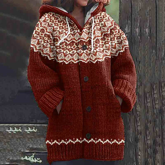 Vintage Knitted Jacquard Pattern Cozy Cardigan Sweater elevenforest
