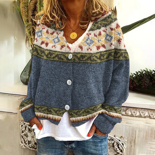 Vintage Button Down Icelandic Pattern Cardigan elevenforest