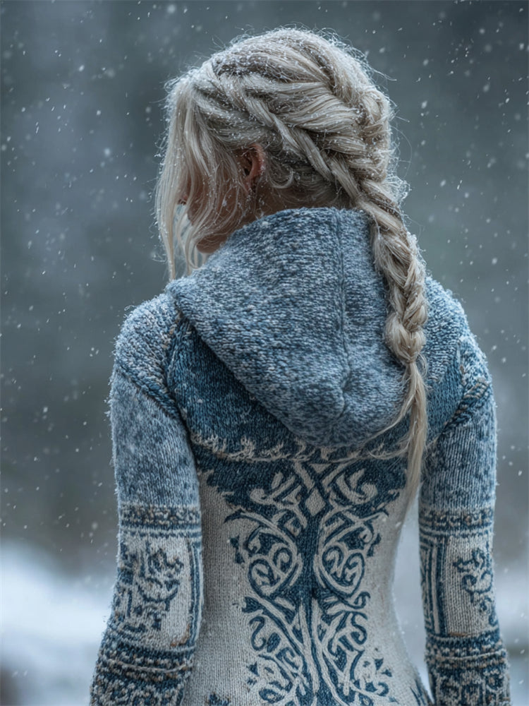 Sudadera con capucha de algodón con motivo de copos de nieve