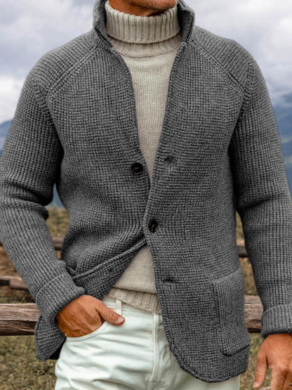 Men's Vintage Solid Color Cozy Sweater Cardigan elevenforest