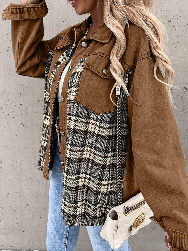 CM | Chaqueta de franela vintage para mujer