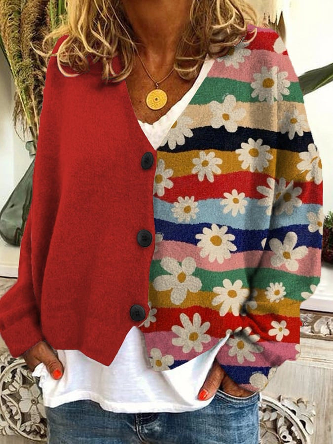 KS | Cárdigan estampado con botonadura