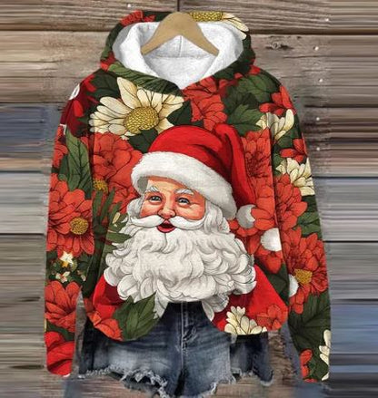 CM | Sudadera con capucha Vintage Santa con estampado