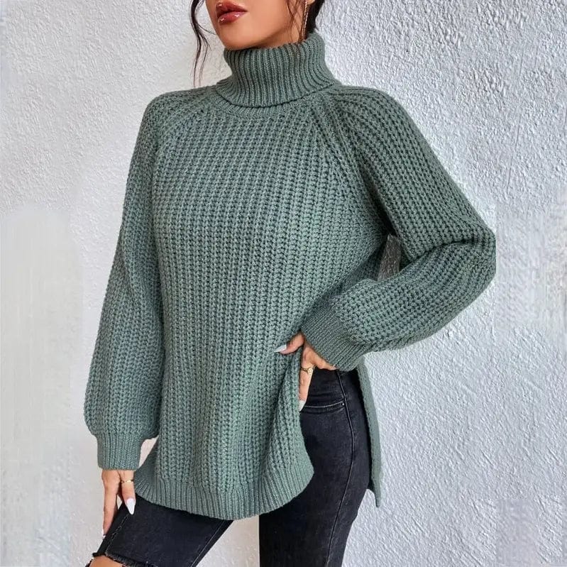 CM | Jersey de cuello alto verde de moda