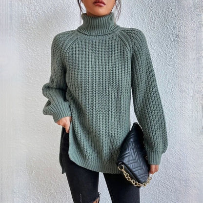 CM | Jersey de cuello alto verde de moda