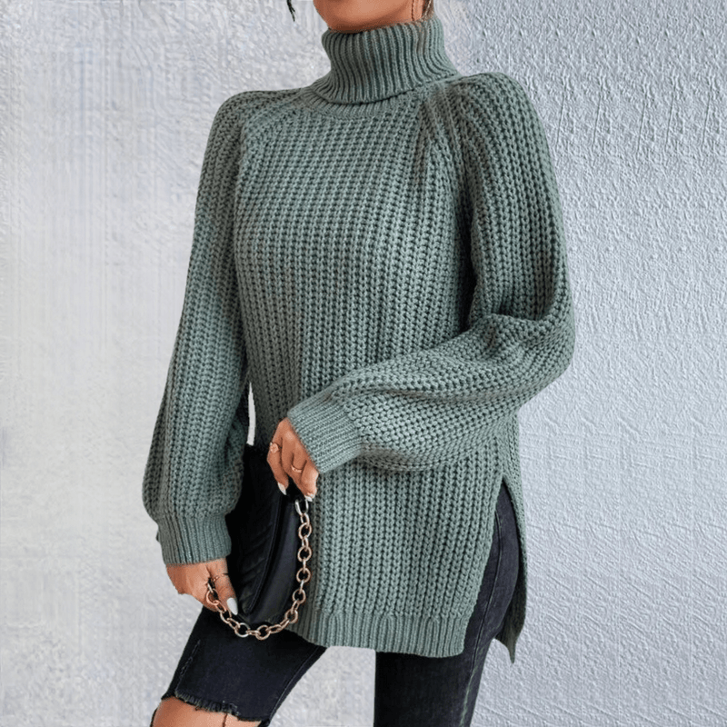 CM | Jersey de cuello alto verde de moda