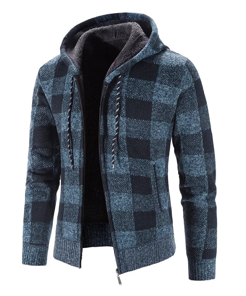 CM | Jersey con capucha, estampado de cuadros y manga larga
