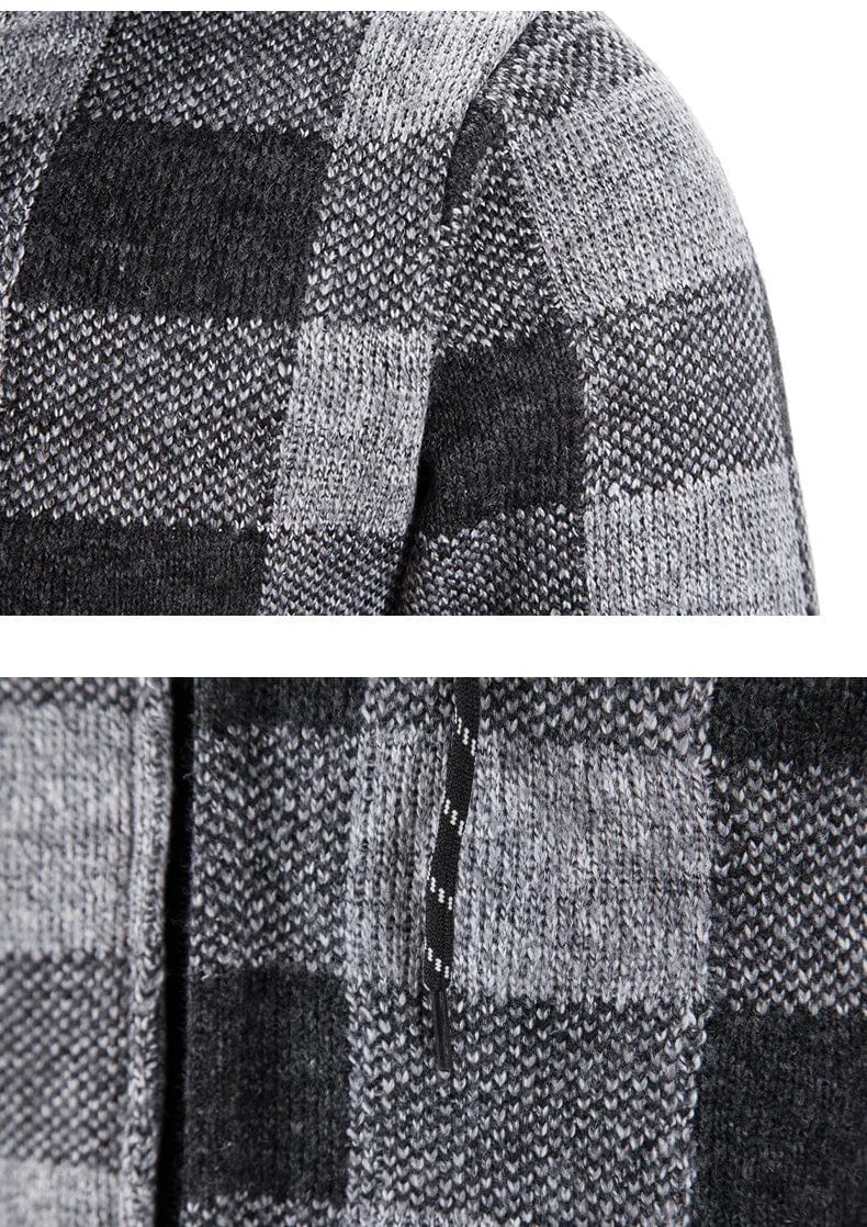 CM | Jersey con capucha, estampado de cuadros y manga larga