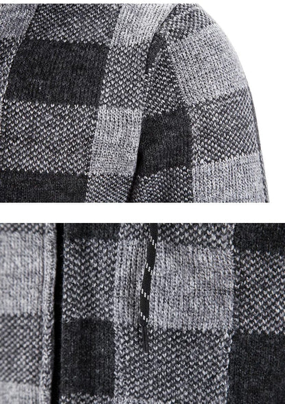 CM | Jersey con capucha, estampado de cuadros y manga larga