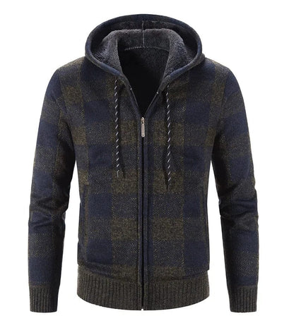 CM | Jersey con capucha, estampado de cuadros y manga larga