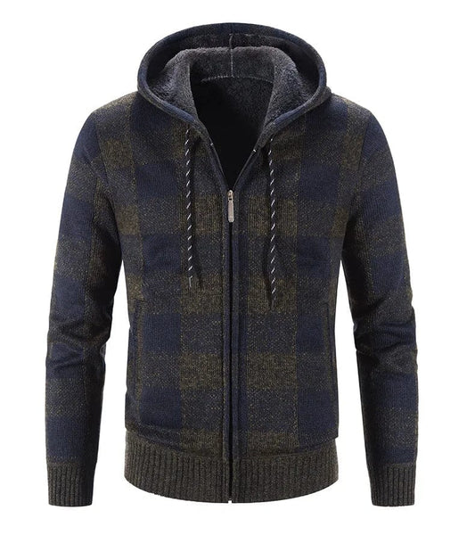 CM | Jersey con capucha, estampado de cuadros y manga larga