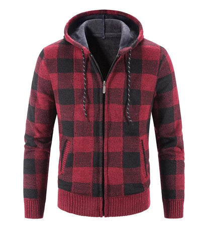 CM | Jersey con capucha, estampado de cuadros y manga larga