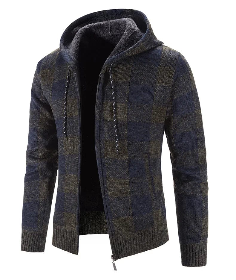 CM | Jersey con capucha, estampado de cuadros y manga larga