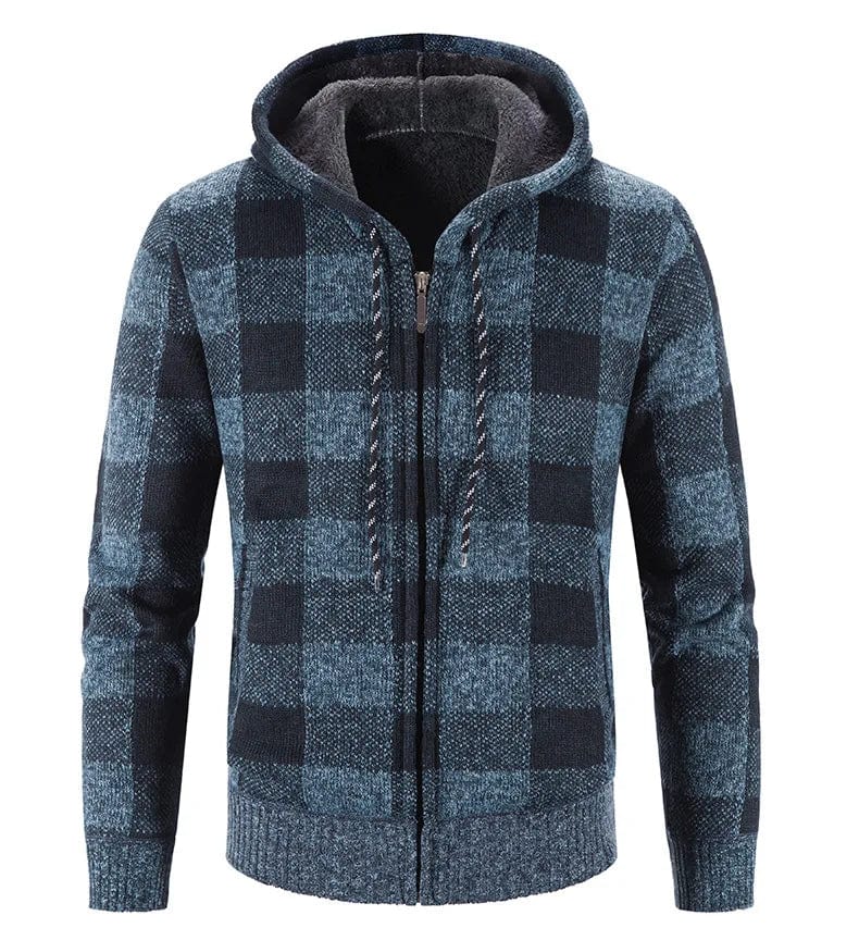 CM | Jersey con capucha, estampado de cuadros y manga larga