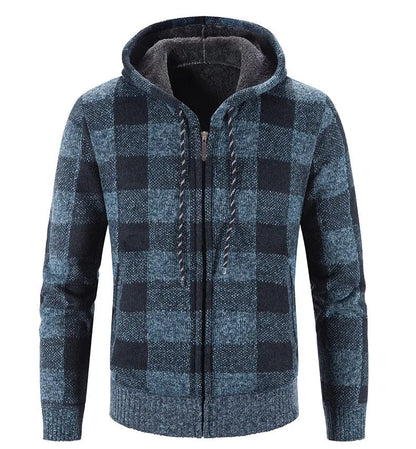 CM | Jersey con capucha, estampado de cuadros y manga larga