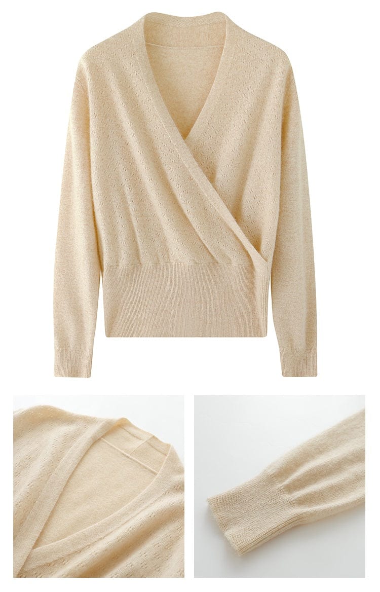 CM | Jersey de cachemira con cuello en V Cross