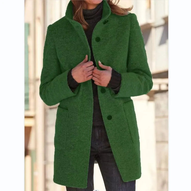 CM | Chaqueta de lana de moda con botones