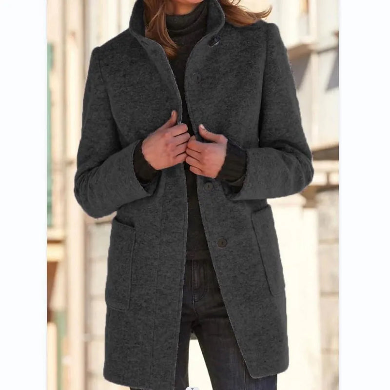 CM | Chaqueta de lana de moda con botones
