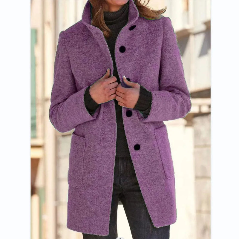 CM | Chaqueta de lana de moda con botones