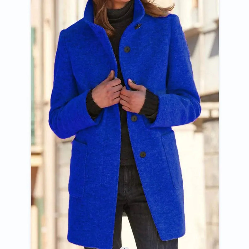 CM | Chaqueta de lana de moda con botones