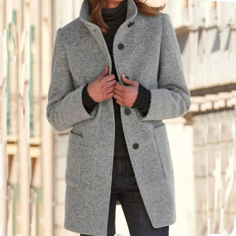 CM | Chaqueta de lana de moda con botones