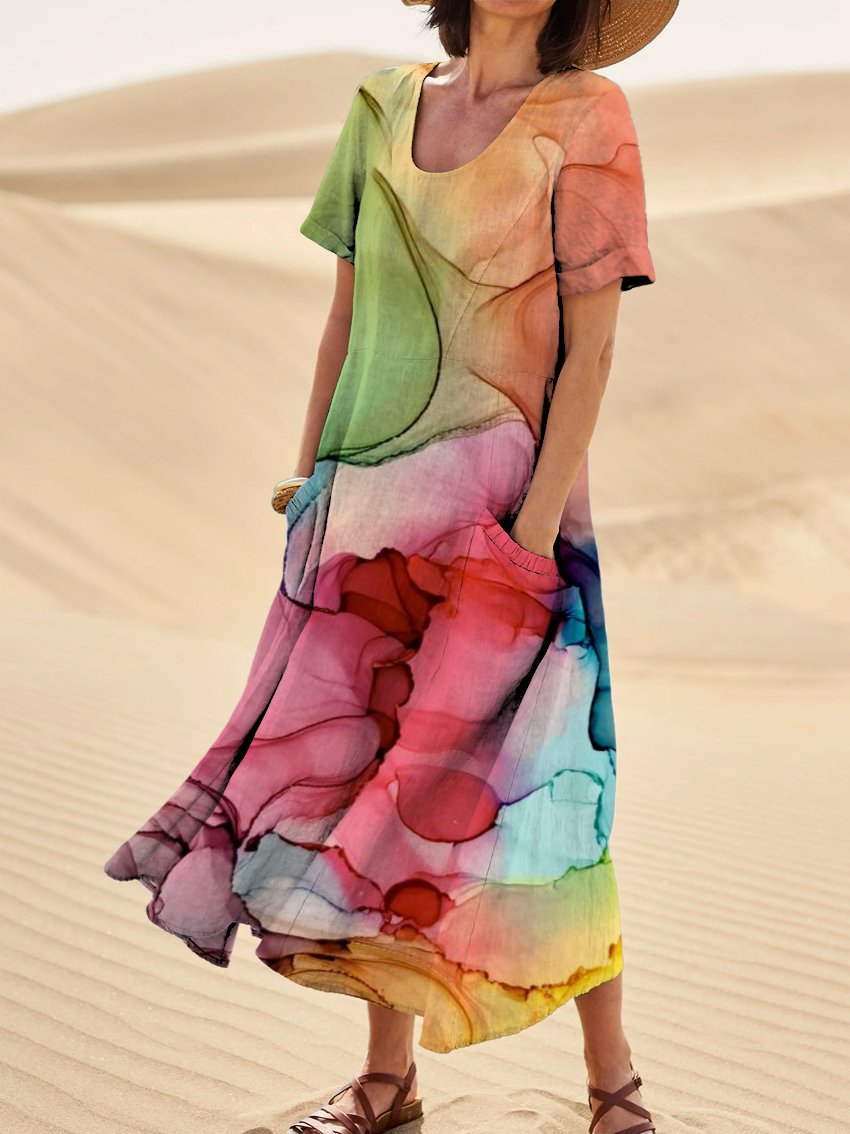 KL | Vestido estampado con bolsillos multicolor para mujer