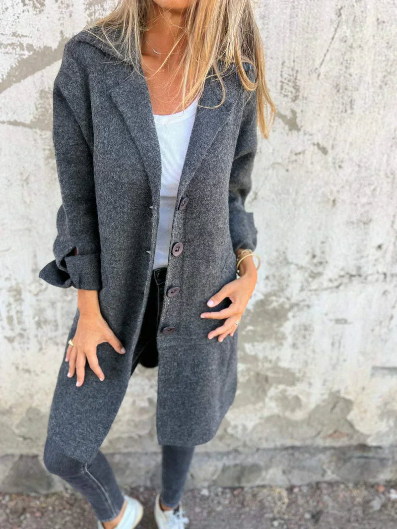 CM | Teni™ Chaqueta larga, informal y elegante con prácticos bolsillos.
