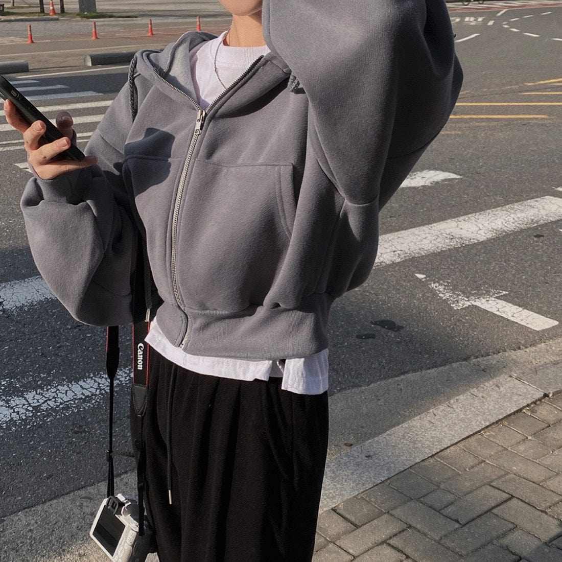 CM | Jersey informal con mangas largas y cordón de ajuste