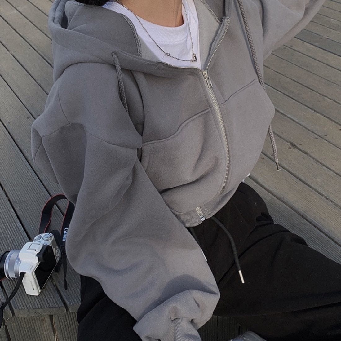 CM | Jersey informal con mangas largas y cordón de ajuste