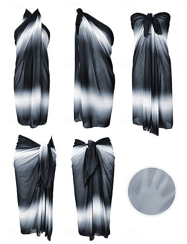 Swimwear Cover Up Wrap Skirt Swimsuit Ruched Vacation Beach Wear Ombre Strapless Sleeveless Bathing Suits