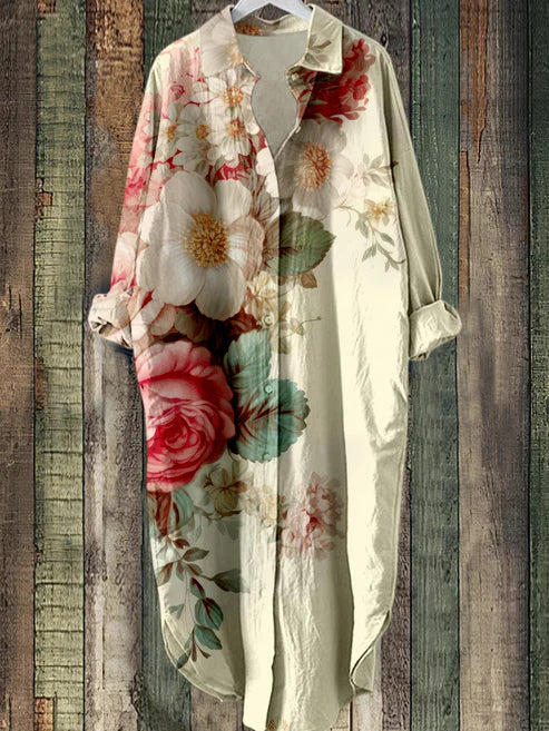 KL | Vestido midi abotonado con estampado floral