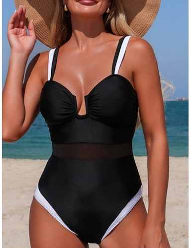 Swimwear Bikini 2 Piece Swimsuit Slim Backless Vacation Beach Wear Color V Neck Sleeveless Bathing Suits
