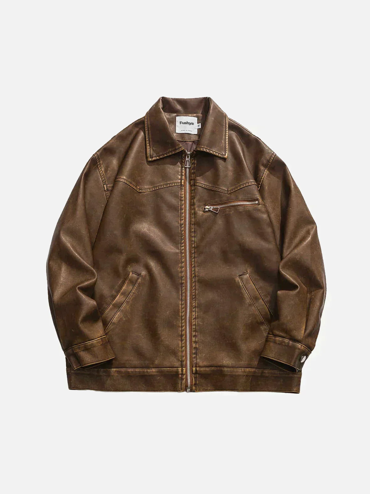 CM | Chaqueta de cuero lavado profundo