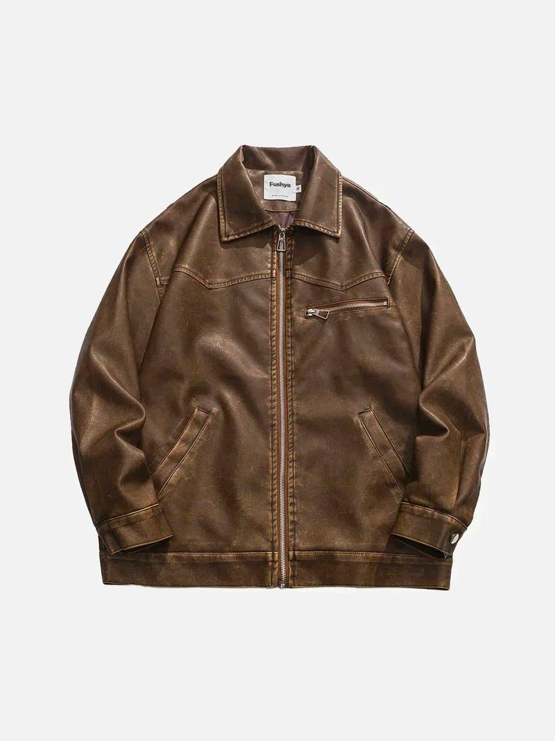 CM | Chaqueta de cuero lavado profundo