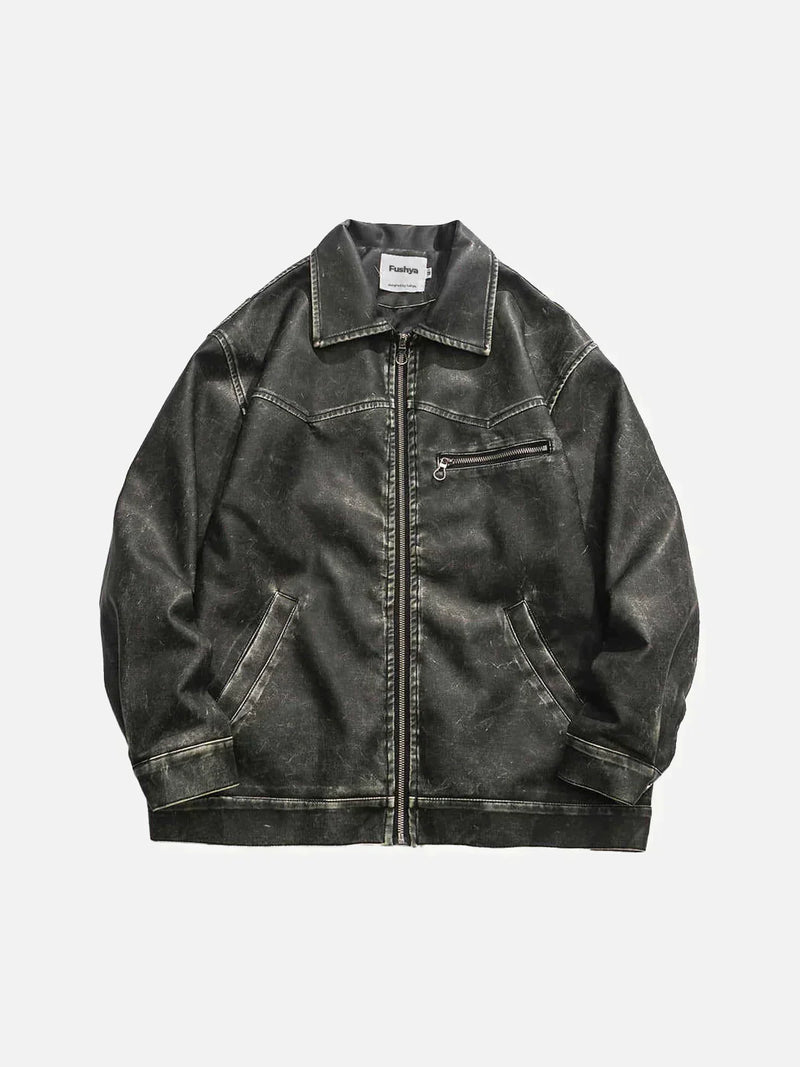 CM | Chaqueta de cuero lavado profundo