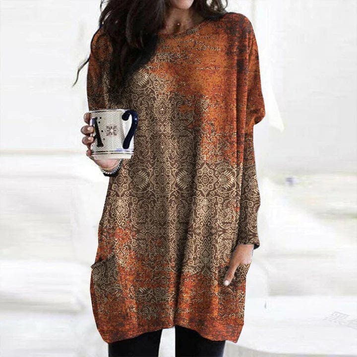 CM | Elegante jersey naranja con estampado de mandalas