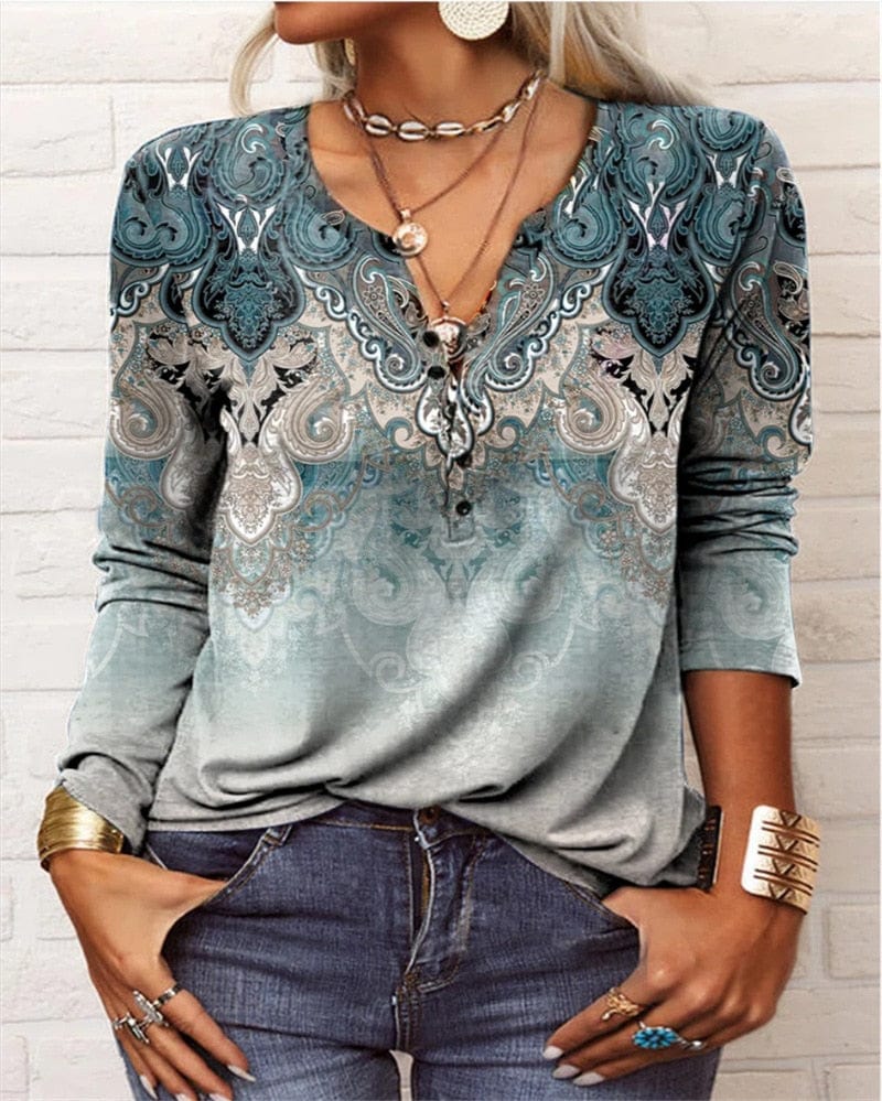 CM | Elegante jersey con estampado azteca