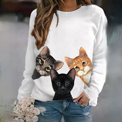 CM | Elegante jersey con estampado de gatos