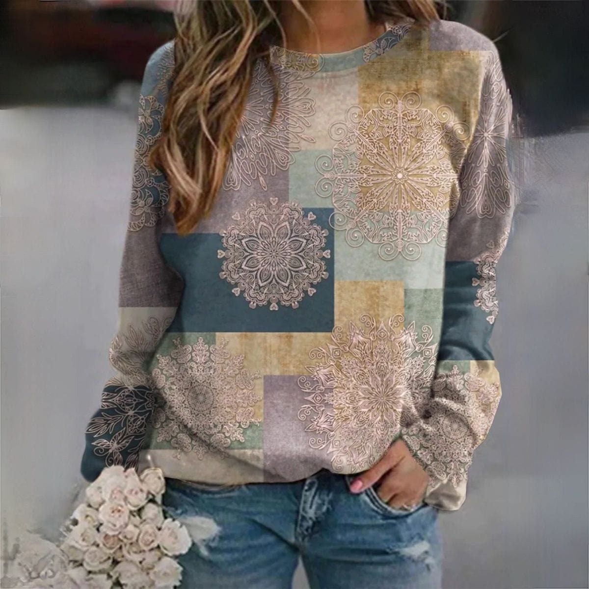 CM | Jersey con elegante estampado de bloques