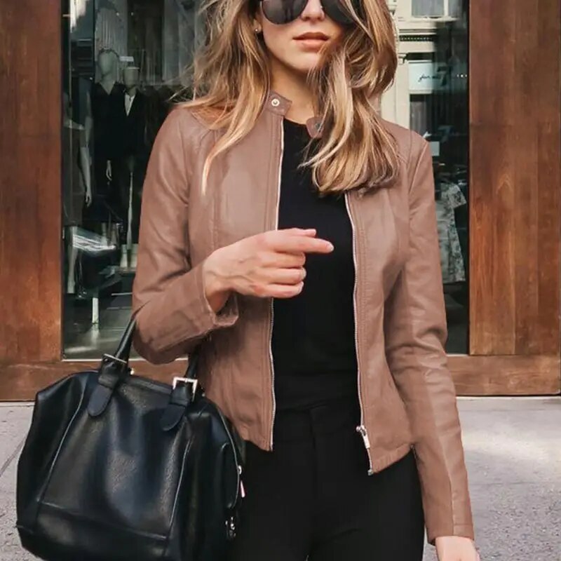CM | Chaqueta de cuero clásica para mujer