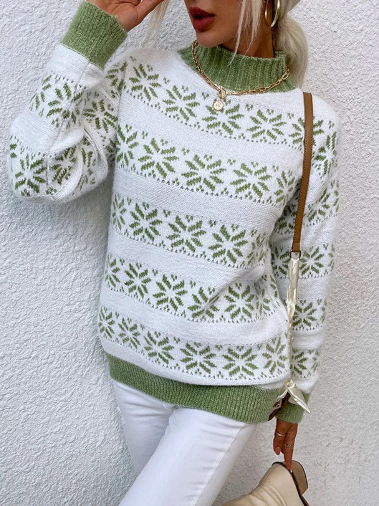 CM | Jersey de cuello alto con copo de nieve para mujer 2024