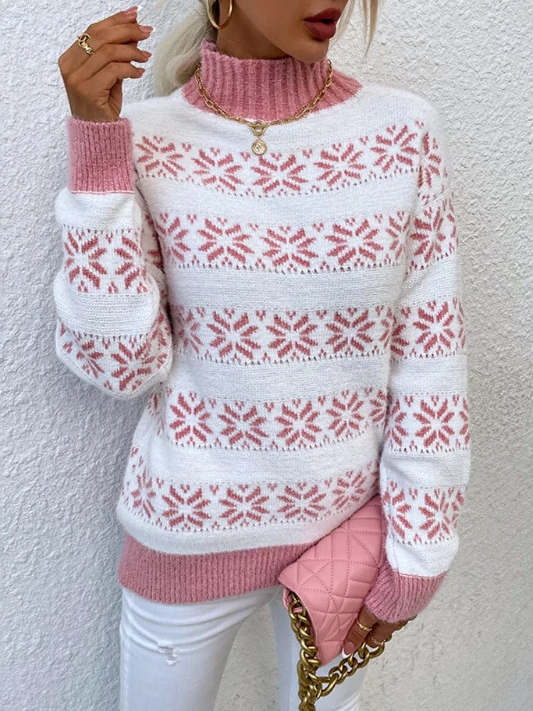 CM | Jersey de cuello alto con copo de nieve para mujer 2024