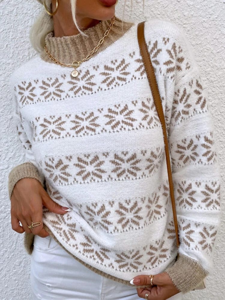 CM | Jersey de cuello alto con copo de nieve para mujer 2024