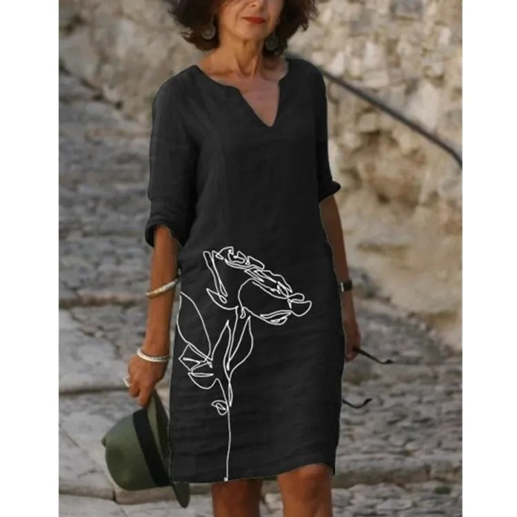 KL | Vestido midi con escote en V y estampado floral