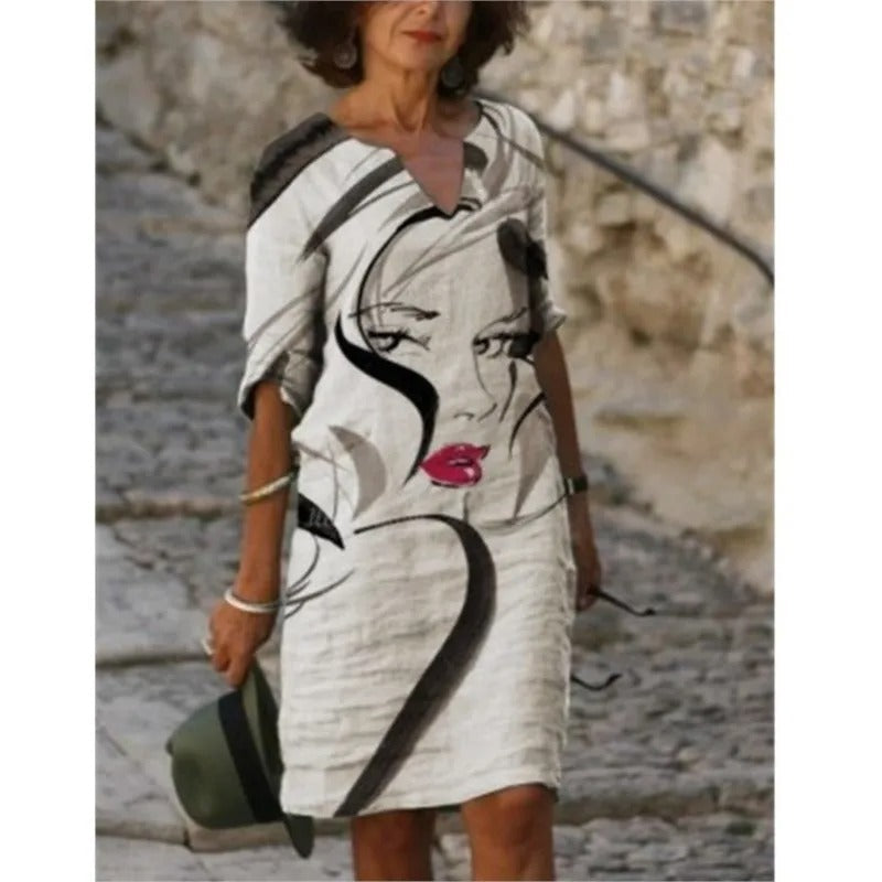 KL | Vestido midi con escote en V y estampado floral