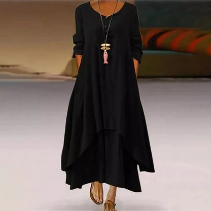 KL | Vestido midi fluido multicapa